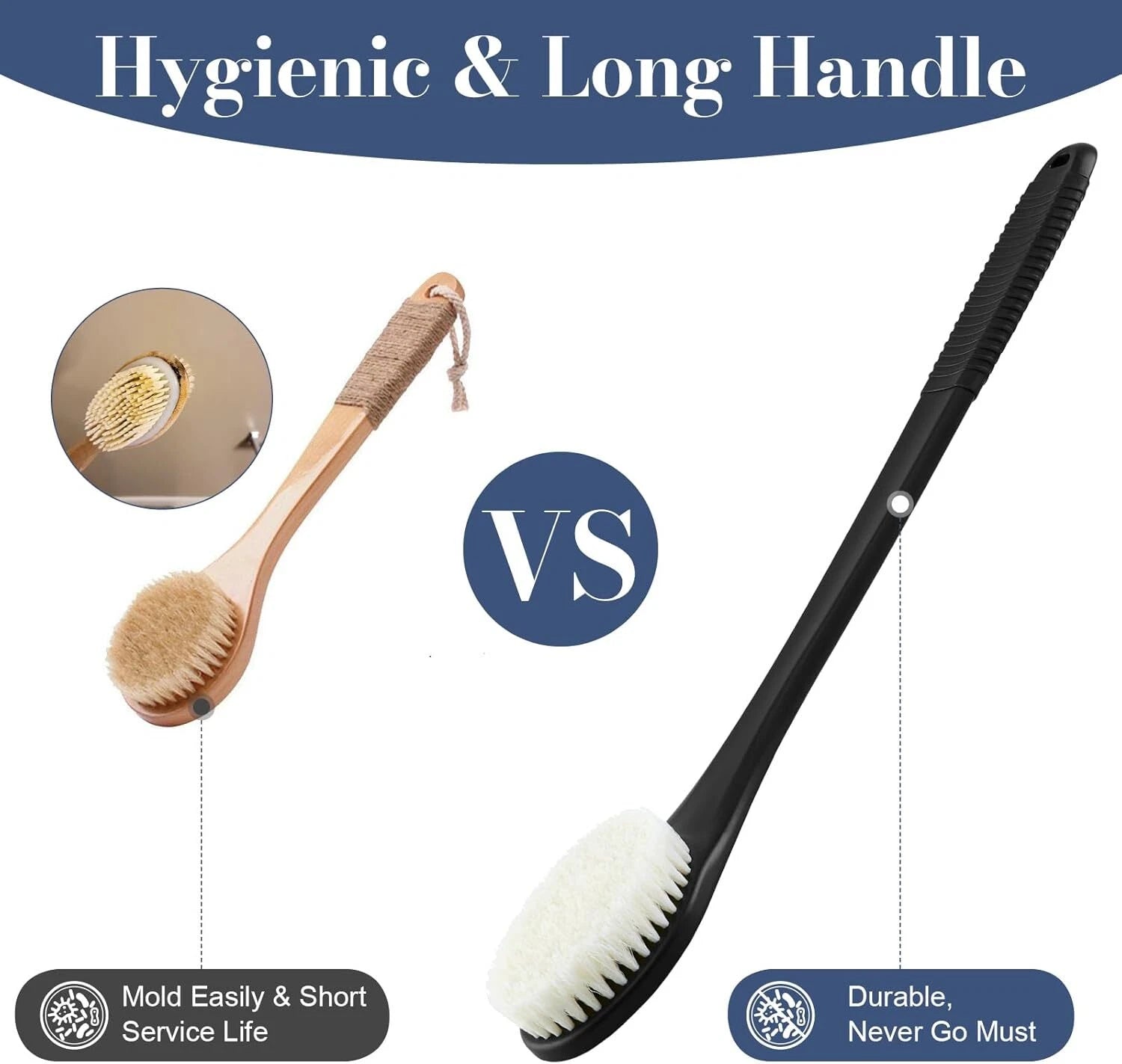 Back Scrubber for Shower, Shower Body Brush for Cleaning with Long Handle for Sh