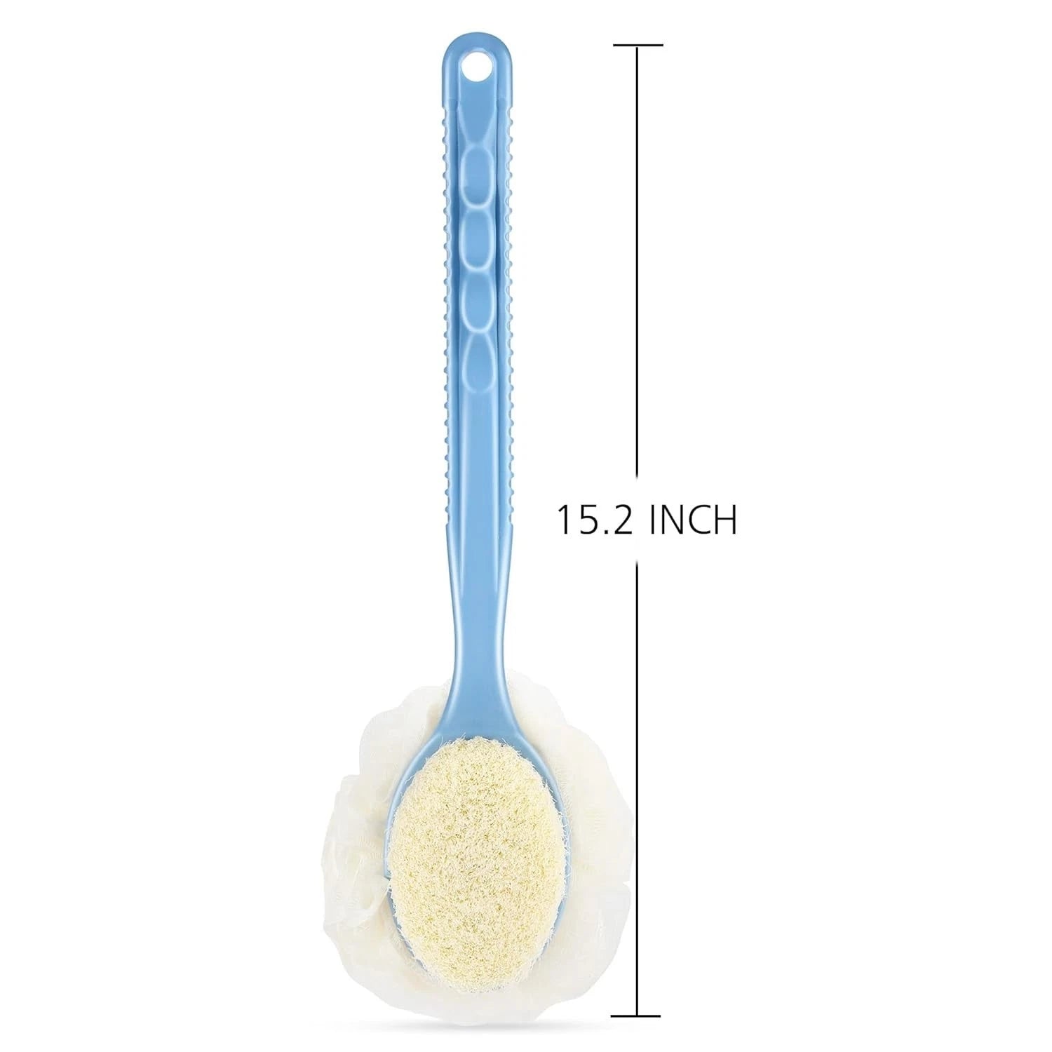 Elegant 2-in-1 Shower Body Brush – Bristle & Loofah with Long Curved Handle