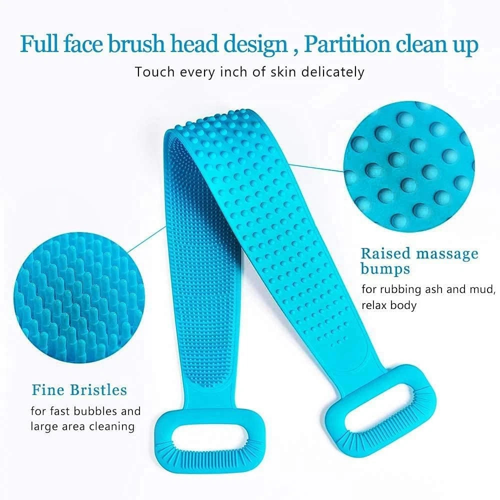 Inmorven Exfoliating Back Scrubber for Shower with Handles, 30 Inch Double-Sided