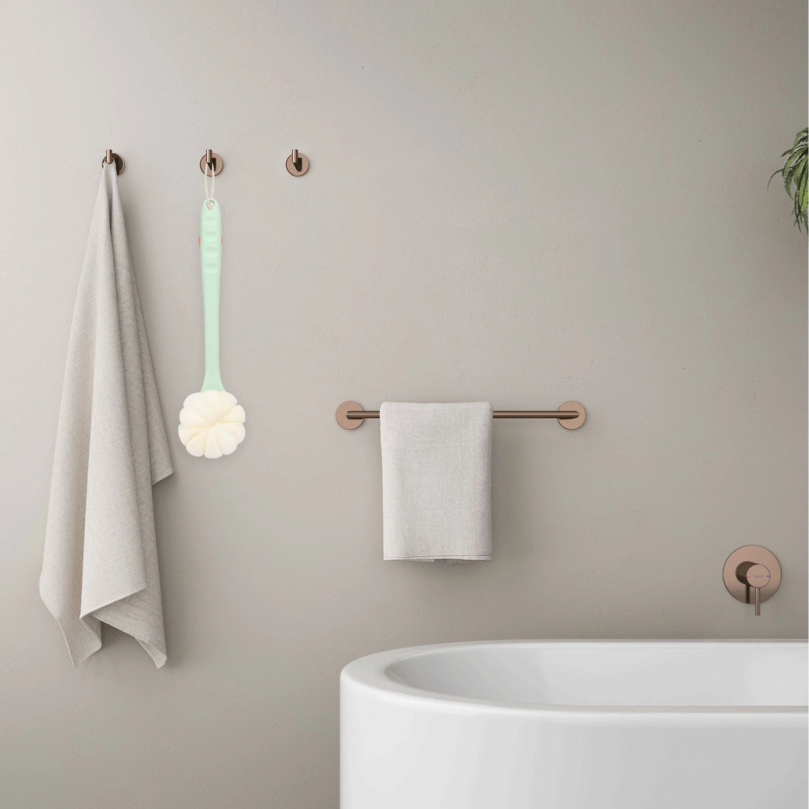 2-in-1 Long Handle Bath Brush 360° Extendable Soft Bristle Back Shower Scrubber