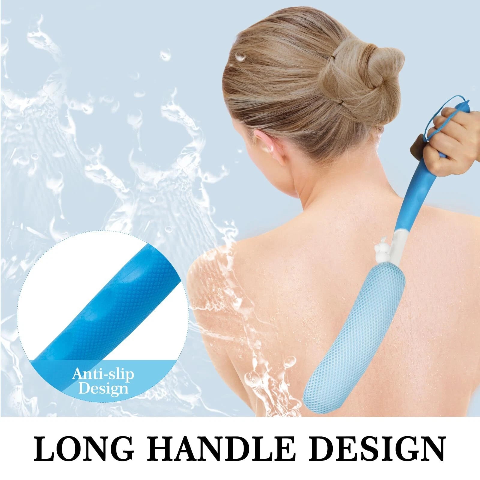 Long Handled Shower Brush Nonslip Long Handle Bath Brush Back Body Brush Gentle