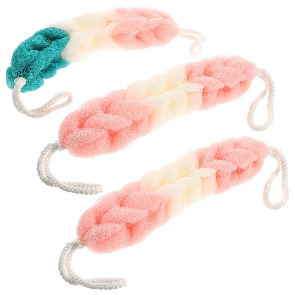 3 Pcs Back Scrubber Bath Towel Man Body Tool Puff Shower Exfoliating