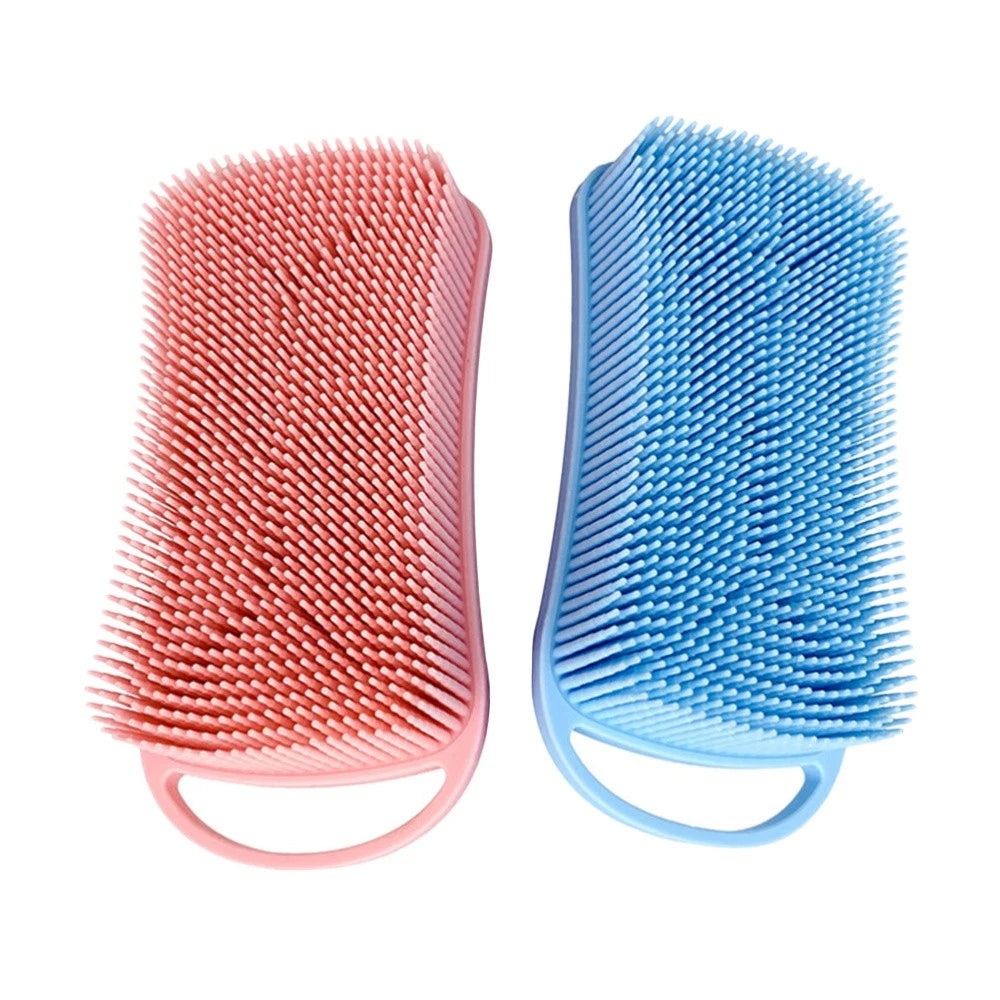 2 Pcs Silicone Shampoo Brush Handheld Bath Exfoliating Shower Brushes