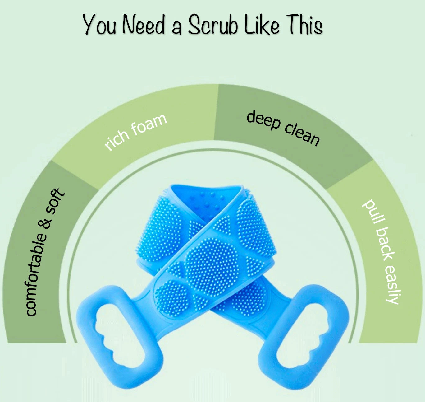 Silicone Bath Towel Back Brush Scrubber Exfoliating Scrub Body Wash Dual Side