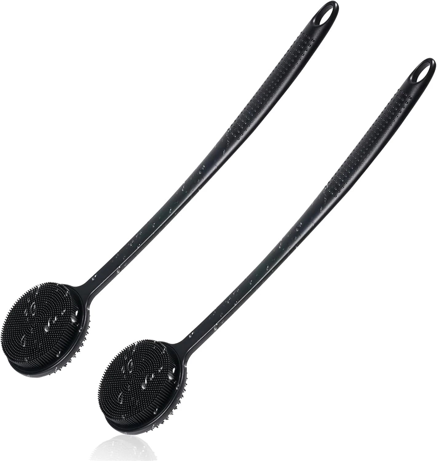 Silicone Back Scrubber for Shower, 17In Lengthen Long Handle Body Brush, Double