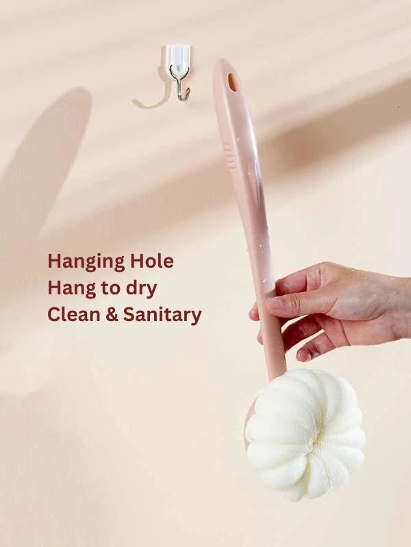 Shower Body Brush with Bristles and Loofah,Back Scrubber Bath Mesh Sponge 2 IN 1