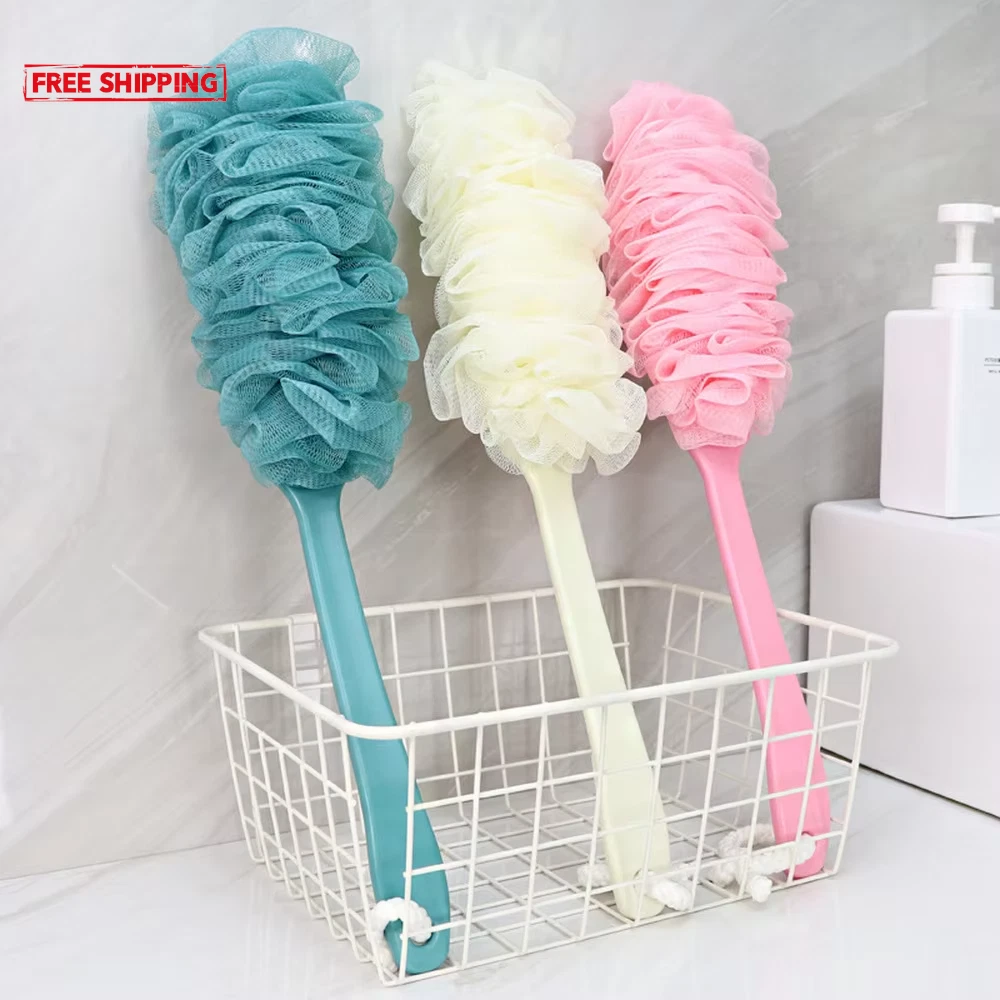 Long Handle Back Brush Body Scrubbers Shower Hanging Body Brush Sponges Soft Mes