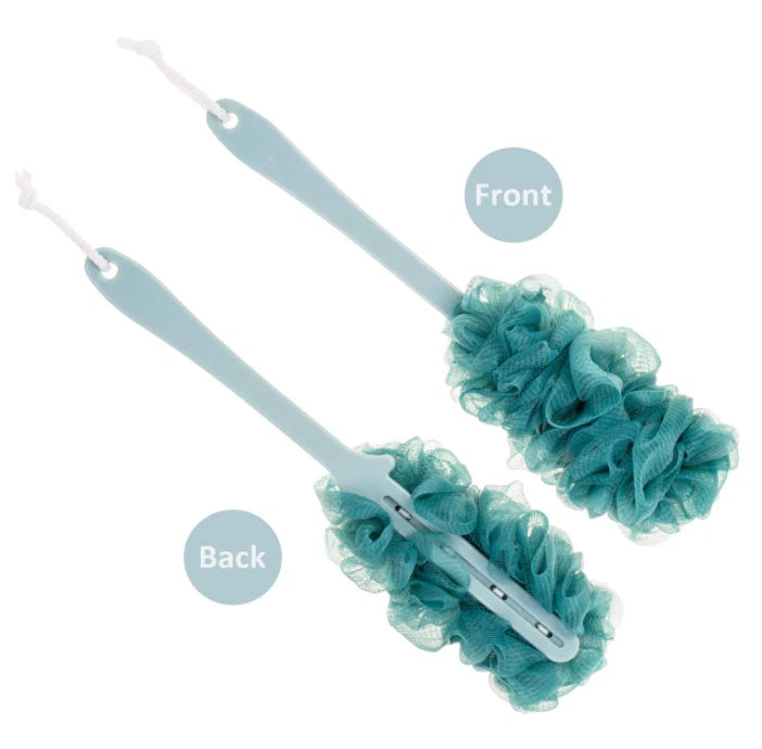 Back Scrubber for Shower with Long Handle, Soft Nylon Mesh Sponge, Blue, Unisex