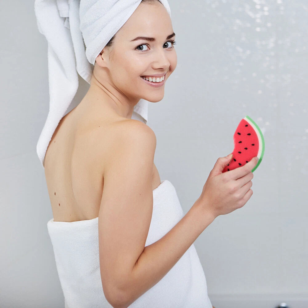 4 Pcs Kids Sponges for Bath Fruit Shaped Shower Colorful Watermelon Man Miss
