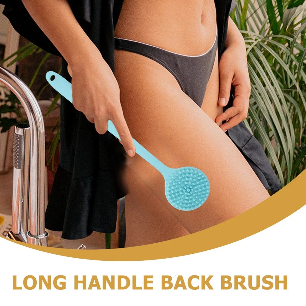 Long Handle Bath Brush Silicone Shower Scrubber Back Body for The