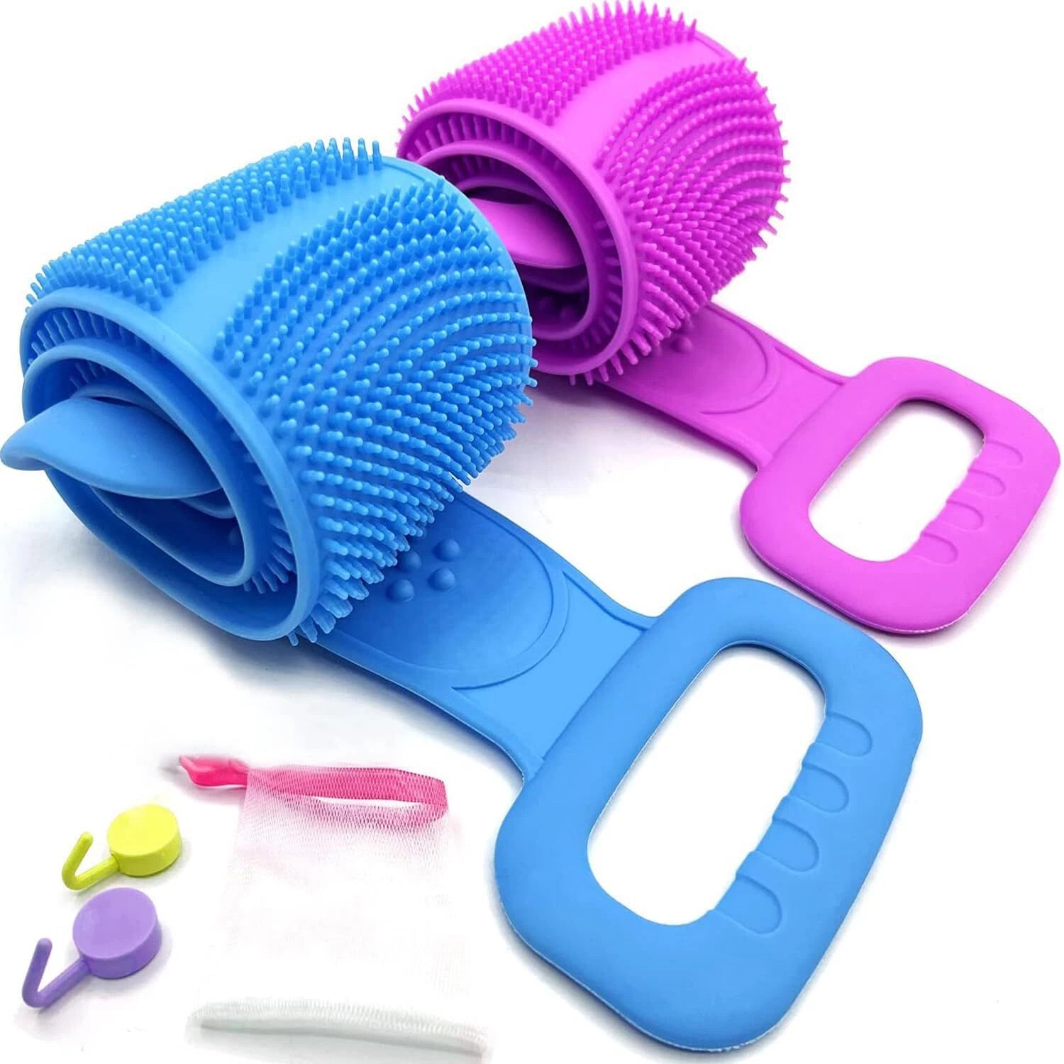 2 Pack Silicone Back Scrubber For Shower31.5in Dual Sided Bath Body Scrubbershow