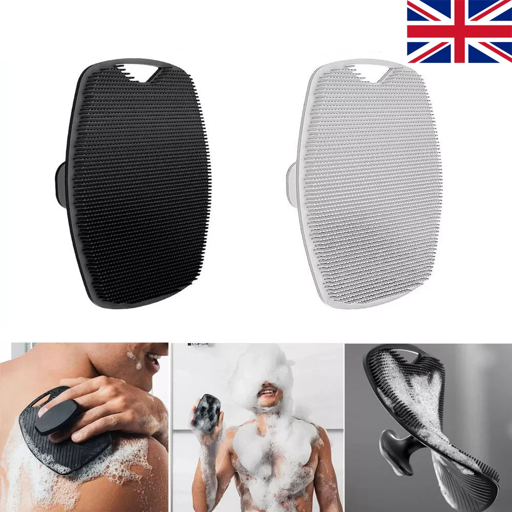 Mens Silicone Body Scrubber Shower Cleansing Brush Exfoliating Deep Clean Tool