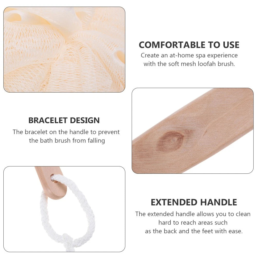 Exfoliating Back Brush Long Handle Bath Sponge Scrubber for Shower Use
