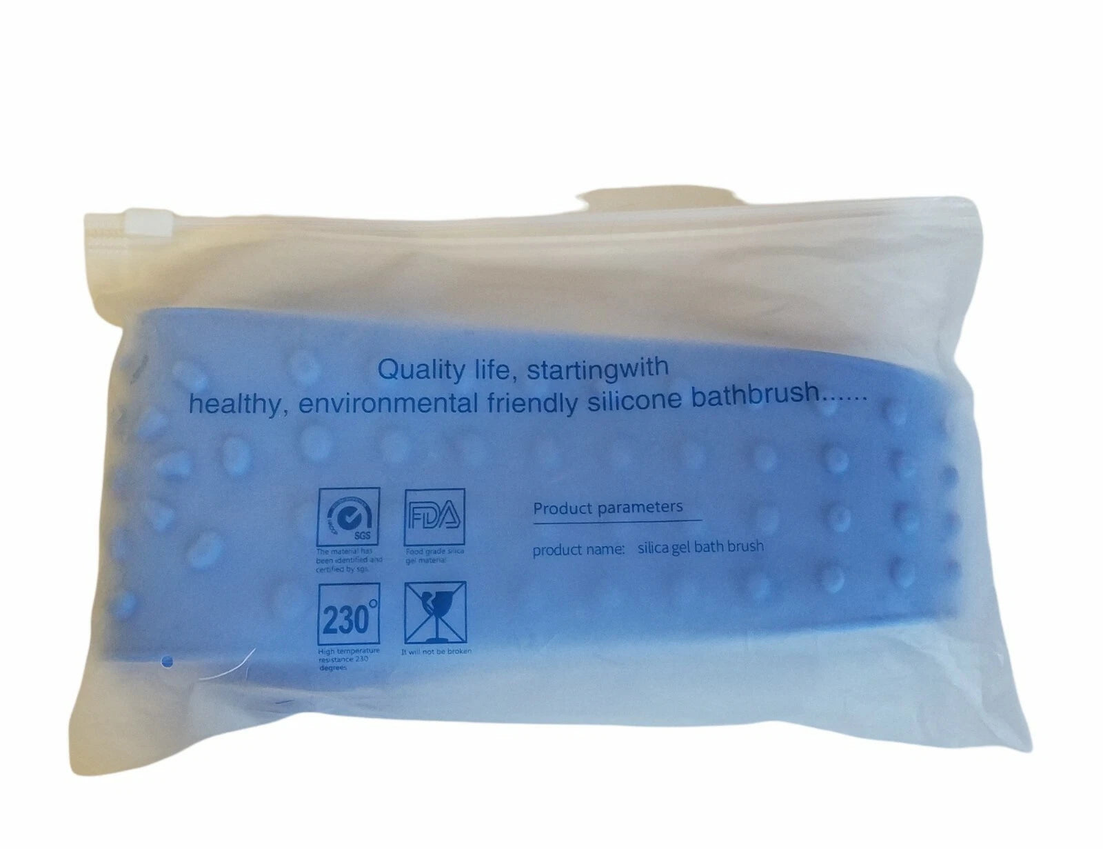 Dual Sided Silicone Bach Scrubber Body Bath Belt Massage Brush Shower 31" Blue