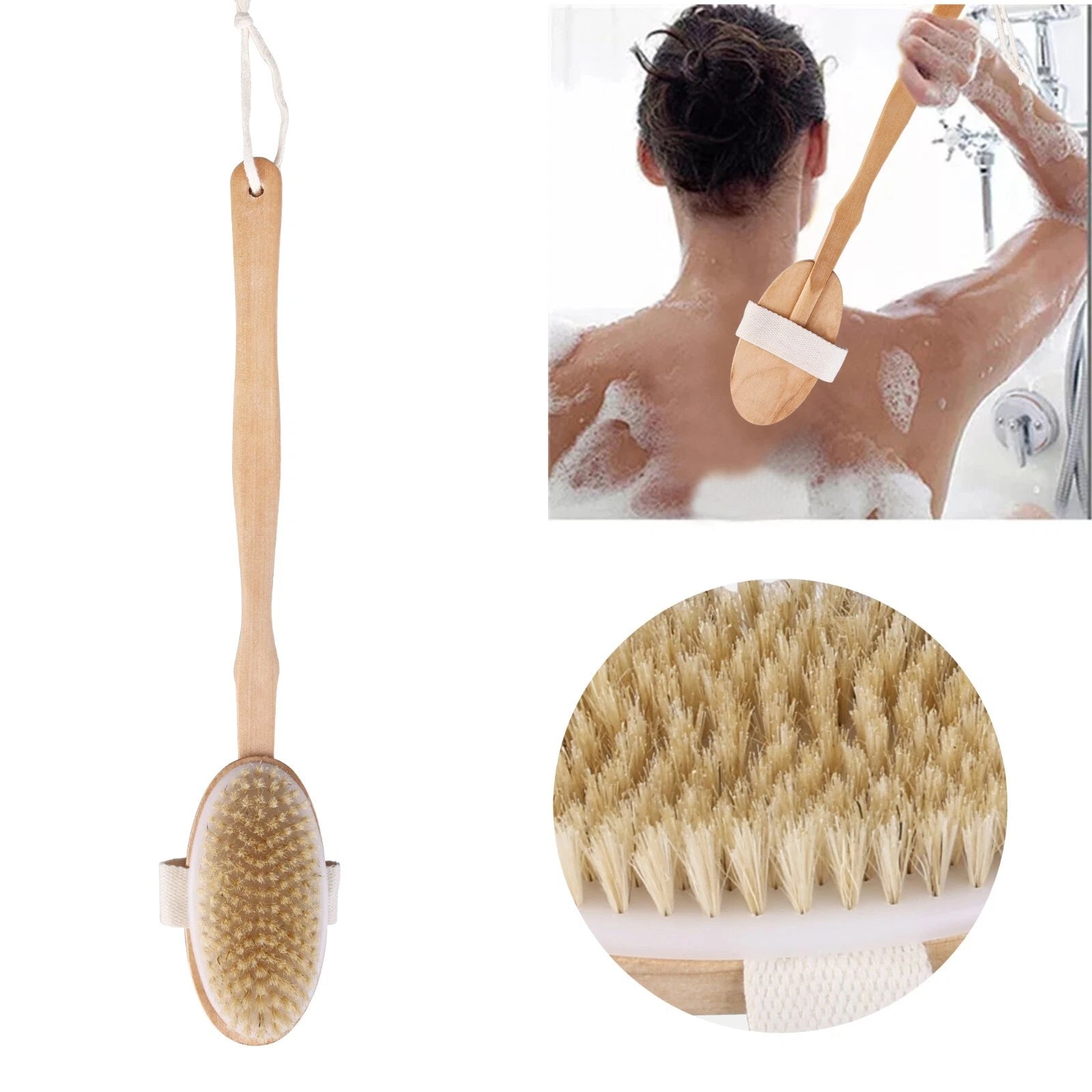 Premium Dry Skin Brush - Natural Bristle 9100738Bamboo Scrubber for Shower Use