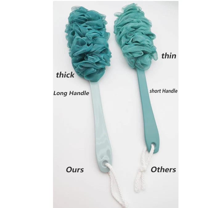 Back Scrubber for Shower with Long Handle, Soft Nylon Mesh Sponge, Blue, Unisex