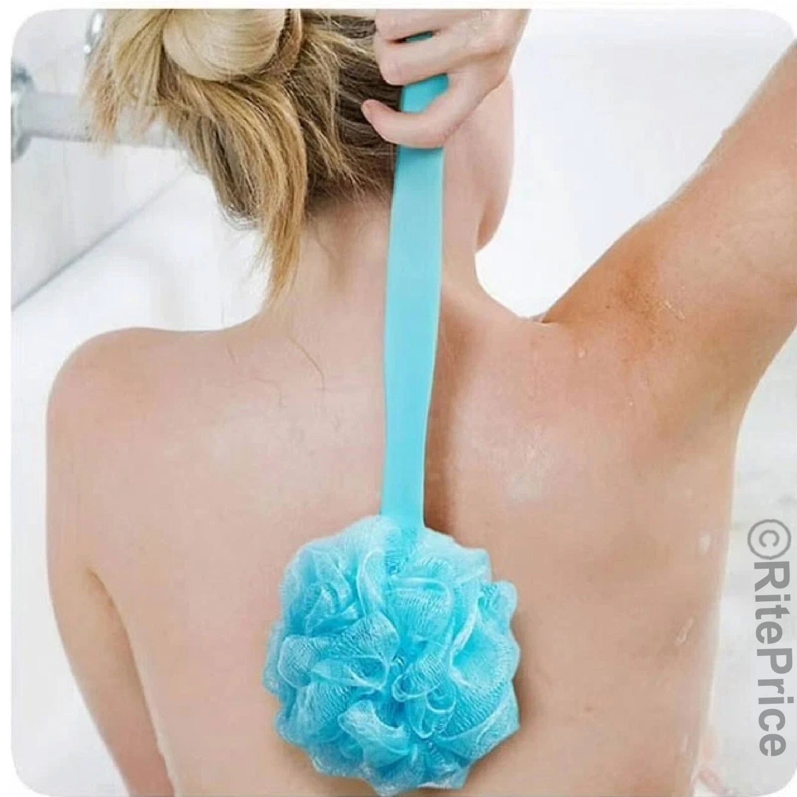 Bath Body Brush Soft Bristles & Loofah (1 Pack) Back Scrubber Plastic Handle-New