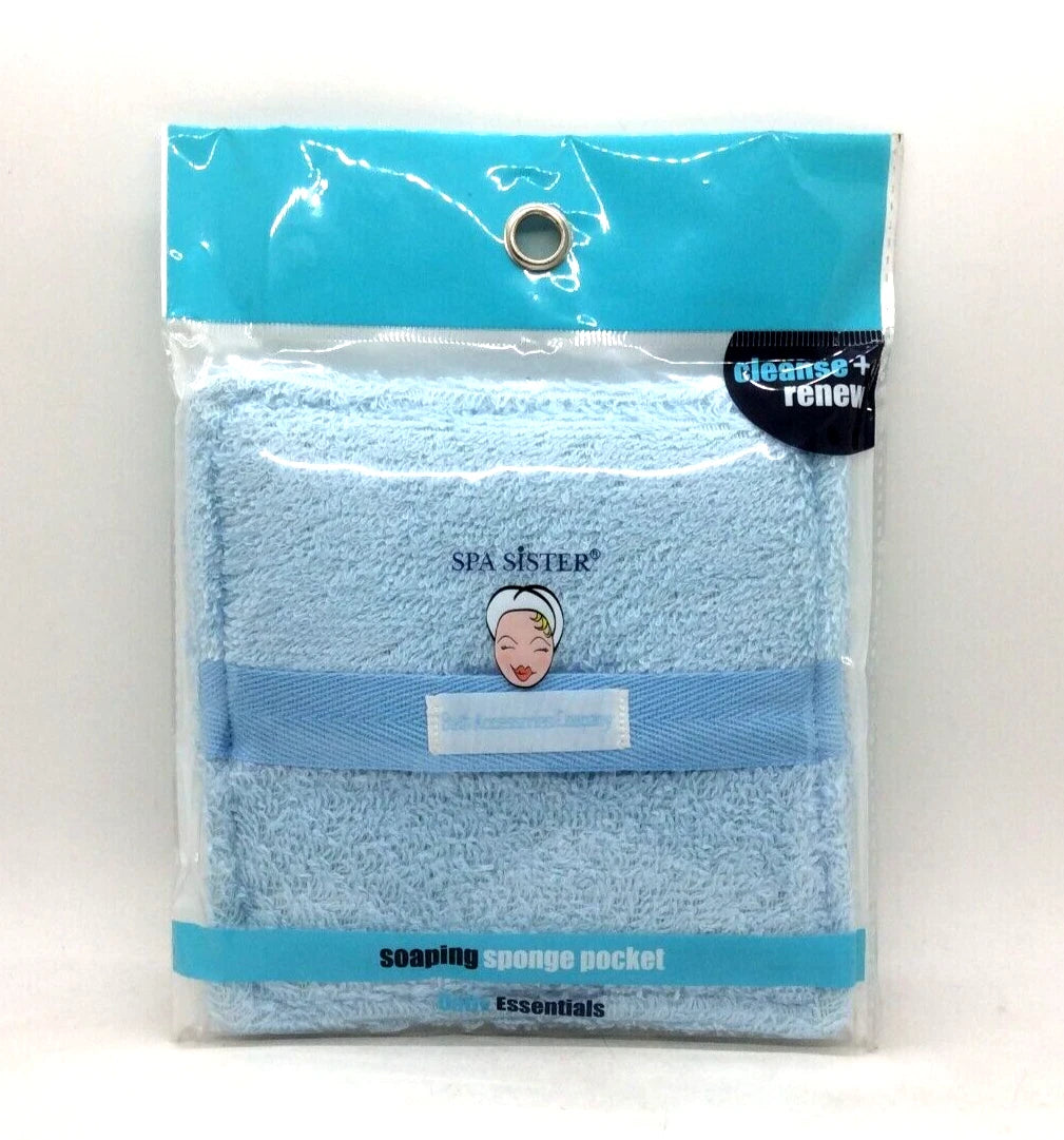 Spa Sister soaping sponge pocket Blue 100% cotton and polyester fiberfill R19
