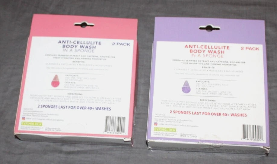 New 2 Spongeables-Anti-Cellulite Body Wash In A Sponge Peony & Lavender Bloom