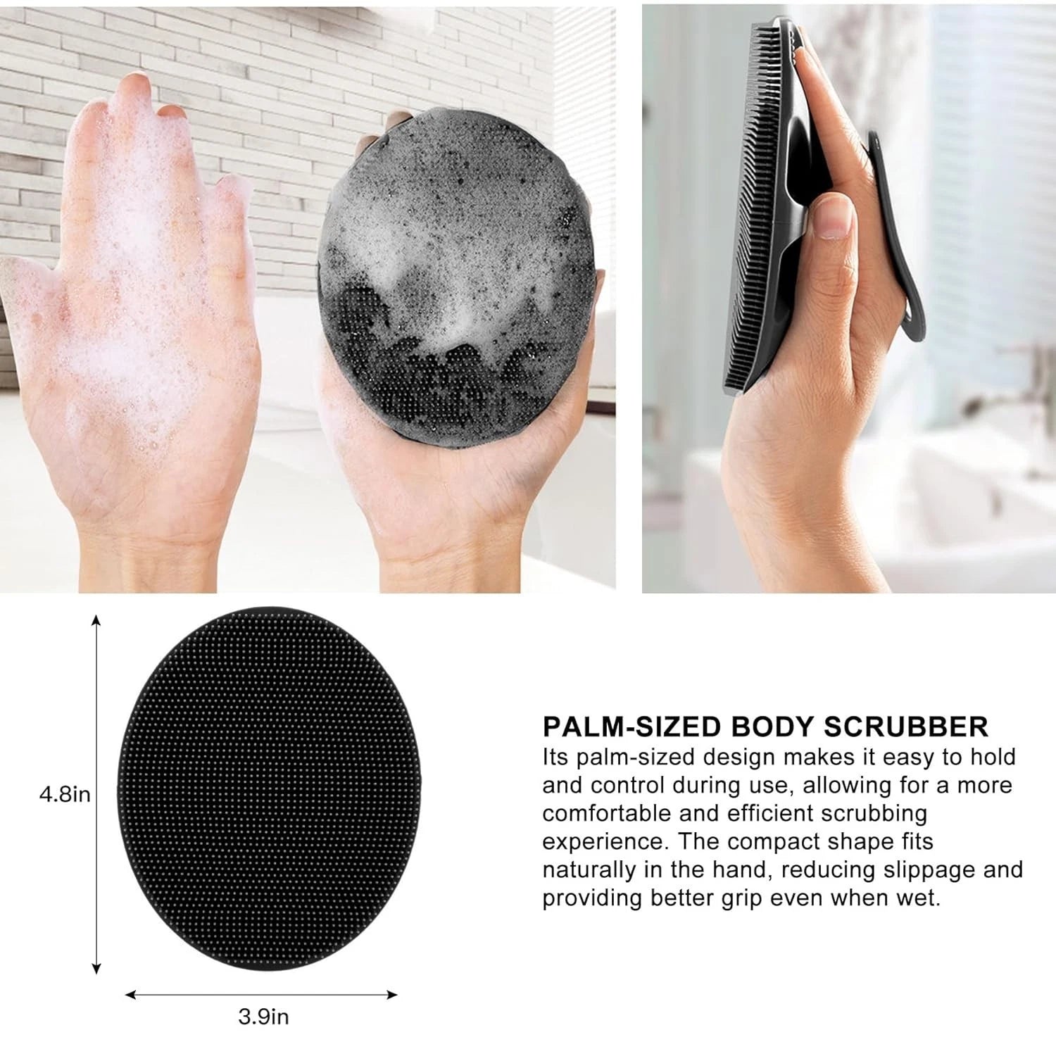 Soft Silicone Handheld Body Scrubber - Gentle Exfoliating Brush for All Skin