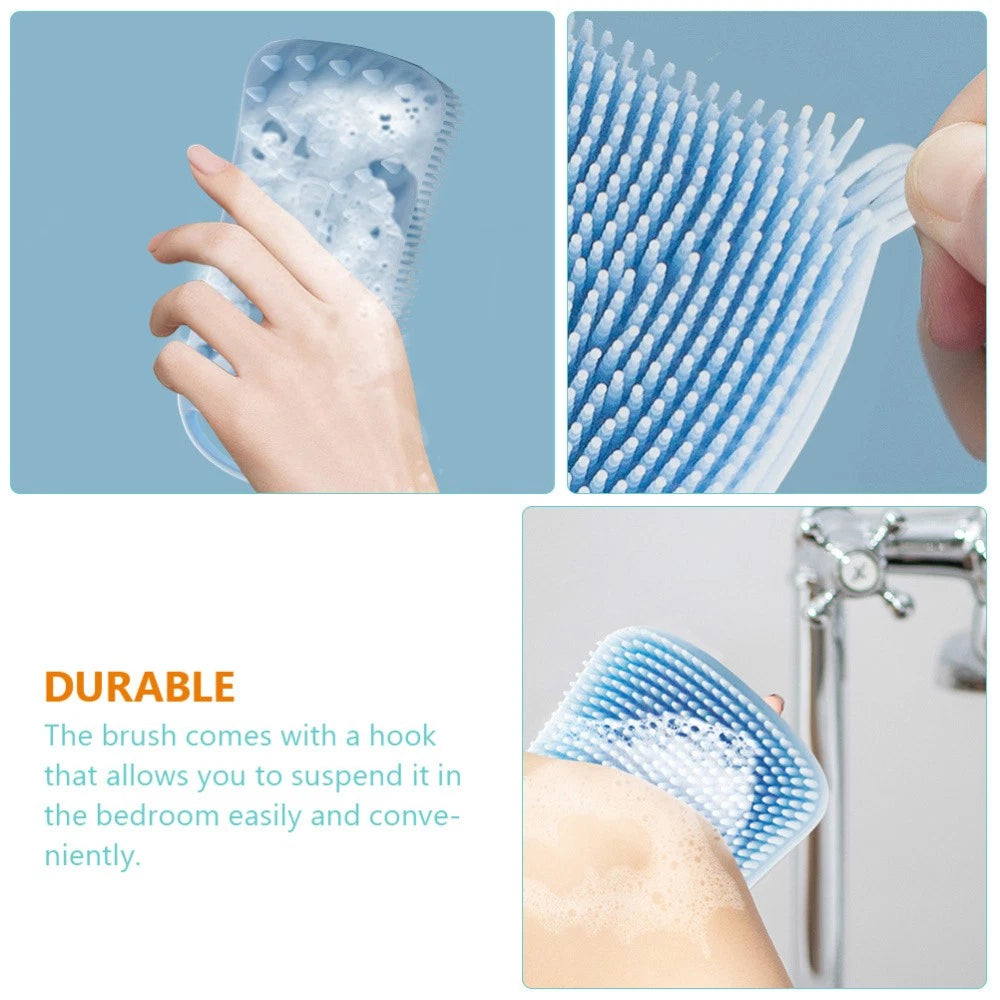 2 Pcs Silicone Shampoo Brush Handheld Bath Exfoliating Shower Brushes