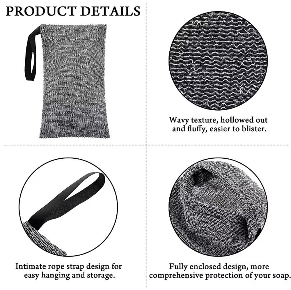 2-Pack Exfoliating Soap Pouch & Saver Pocket – Body Scrubber Shower Sponge Bags