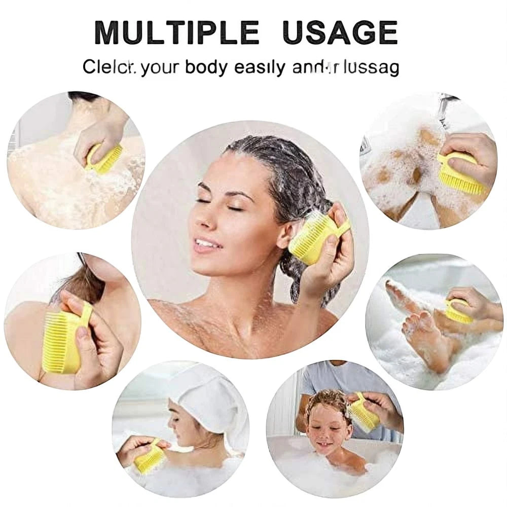 Silicon Massage Bath Brush Hair Scalp Bathing Brush For Cleaning Body Pack of 3