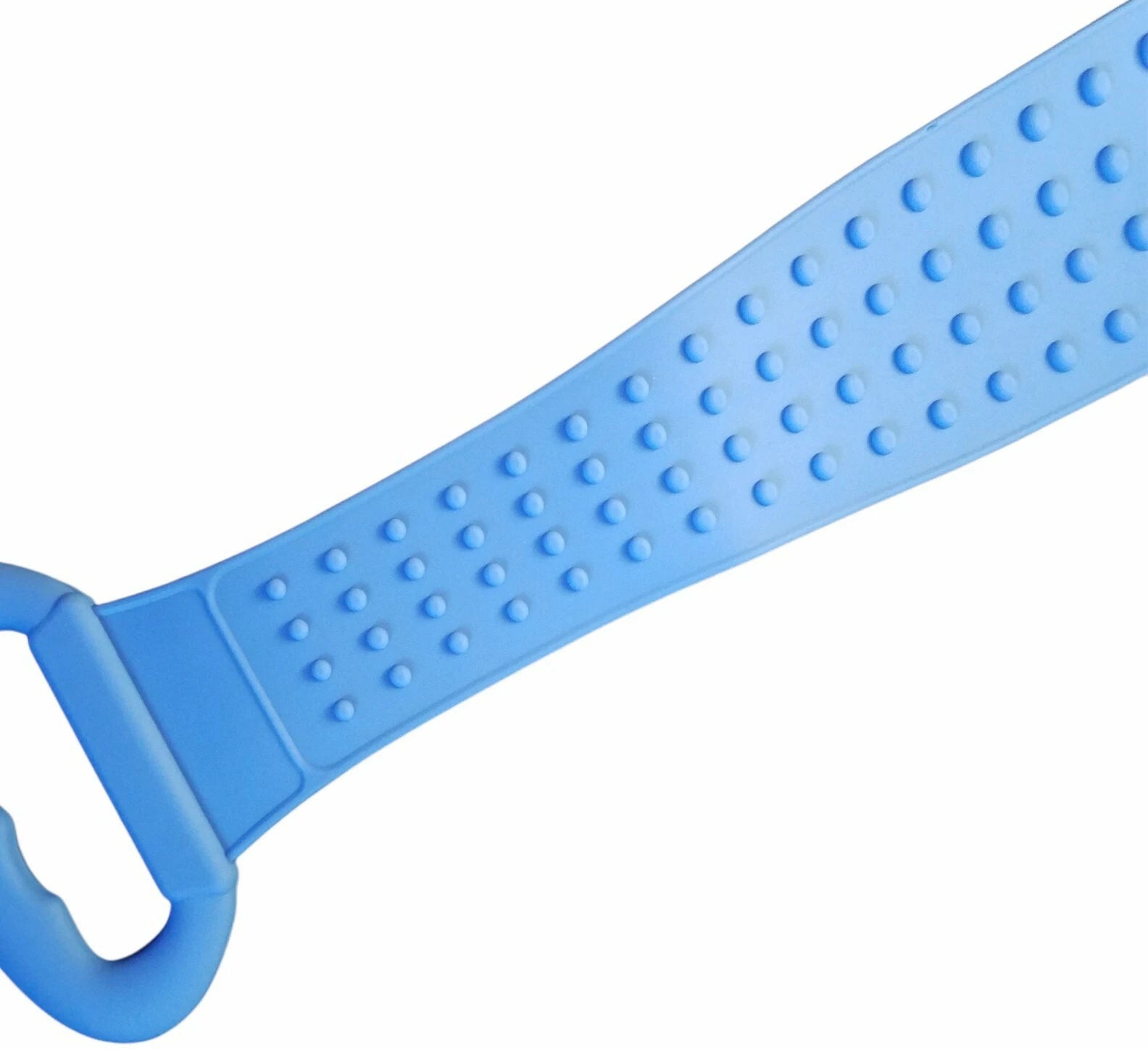 Dual Sided Silicone Bach Scrubber Body Bath Belt Massage Brush Shower 31" Blue