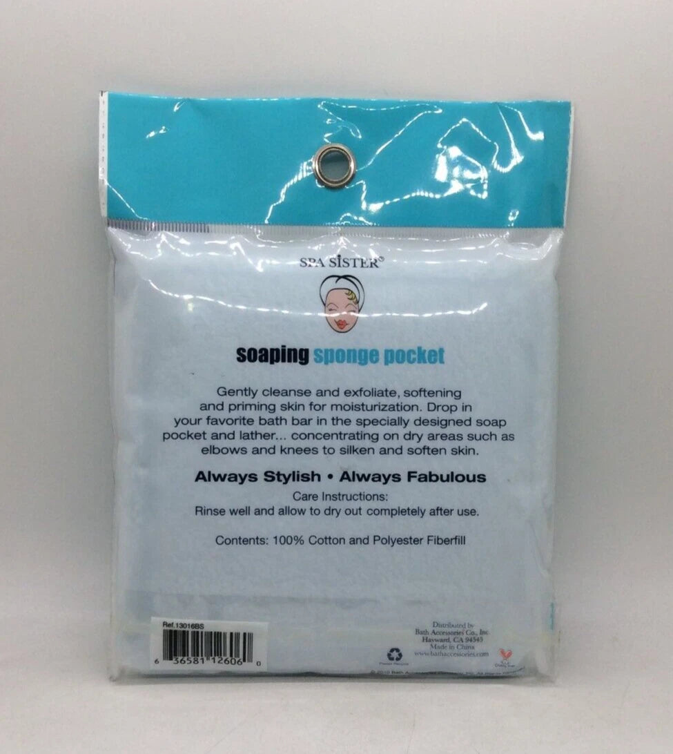 Spa Sister soaping sponge pocket Blue 100% cotton and polyester fiberfill R19