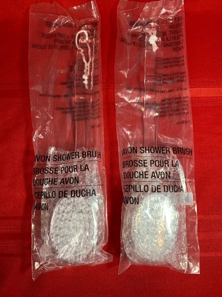 NIB Avon Long Handle Shower Brush w/Massage Nubs on Back of Brush~Lot of 2
