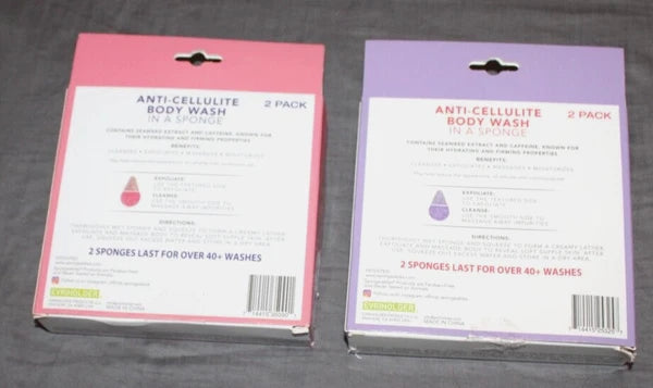New 2 Spongeables-Anti-Cellulite Body Wash In A Sponge Peony & Lavender Bloom