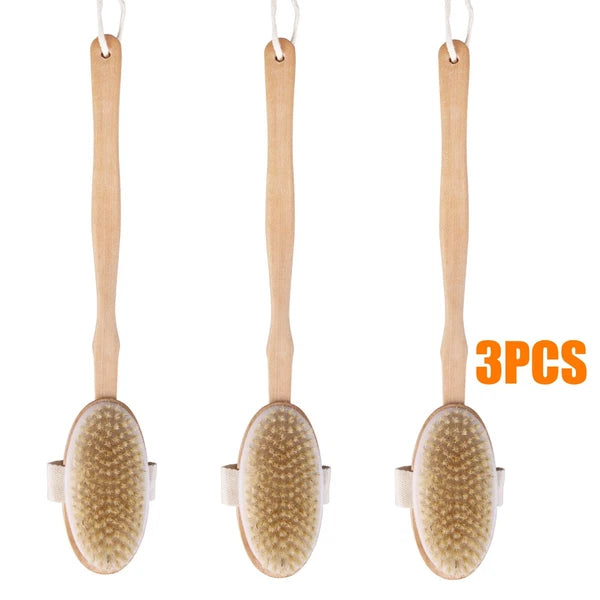 Premium Dry Skin Brush - Natural Bristle 9100738Bamboo Scrubber for Shower Use