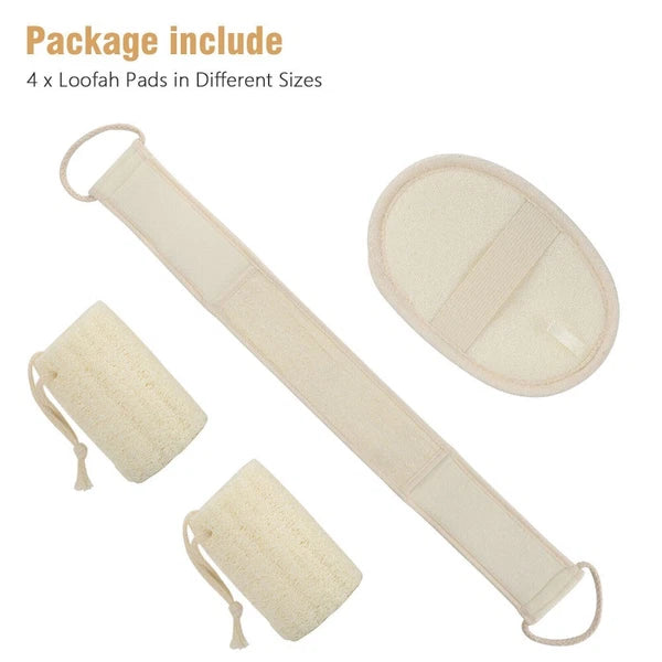 4 X Natural Loofah Luffa Exfoliating Bath Body Shower Sponge Brush Back Scrubber