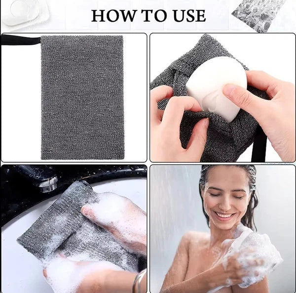 2-Pack Exfoliating Soap Pouch & Saver Pocket – Body Scrubber Shower Sponge Bags