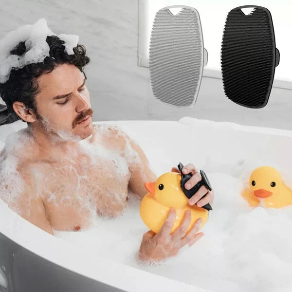 Mens Silicone Body Scrubber Shower Cleansing Brush Exfoliating Deep Clean Tool