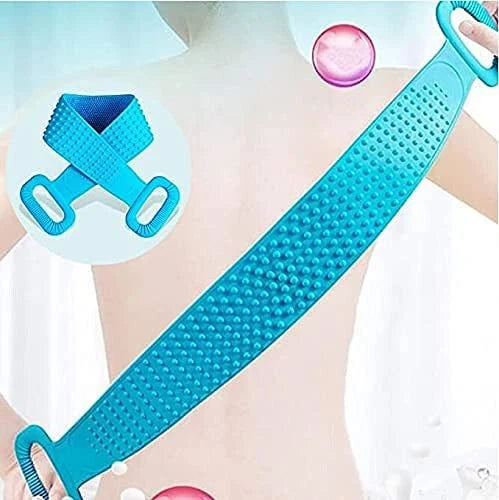 X-Long Bath Scrub Towel Brush Body Shower Silicone Back Exfoliating Belt Wash