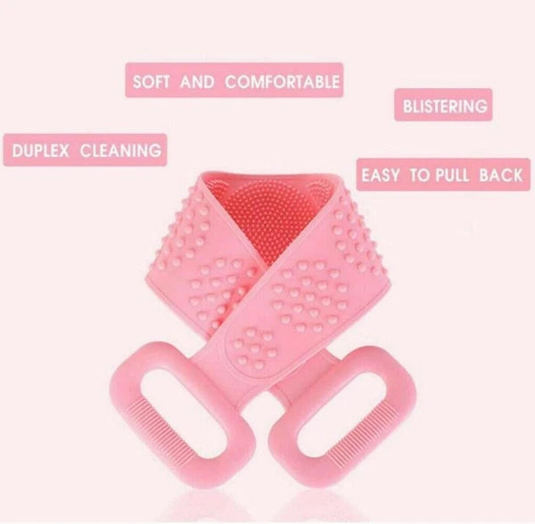 Body Cleaning Double Sided Back Scrubber Bath Shower Silicone Spa Brush Tool UK