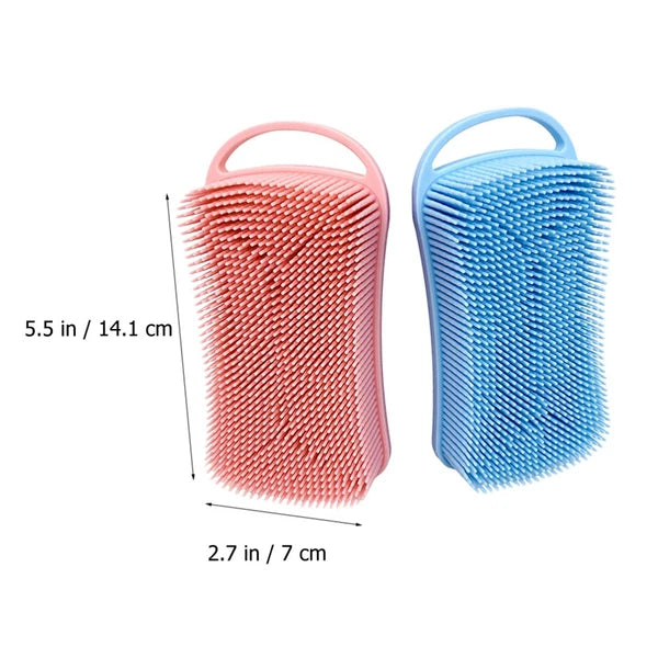 2 Pcs Silicone Shampoo Brush Handheld Bath Exfoliating Shower Brushes