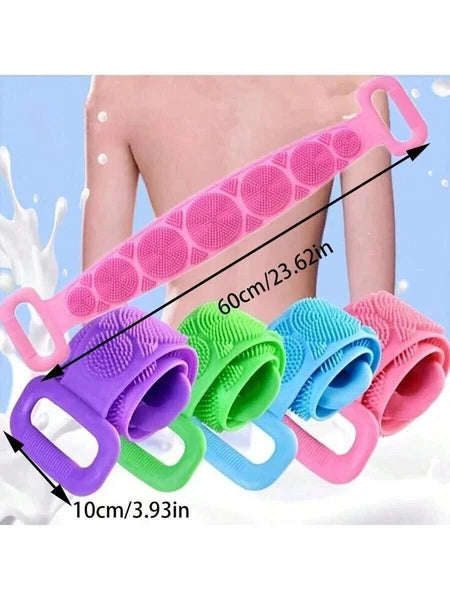 Silicon Long Body Cleaning Double Sided Back Scrubber Bath Shower Belt Brush UK