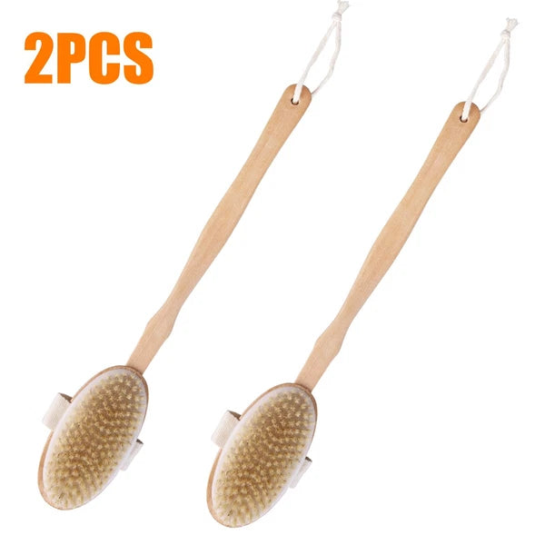 Premium Dry Skin Brush - Natural Bristle 9100738Bamboo Scrubber for Shower Use