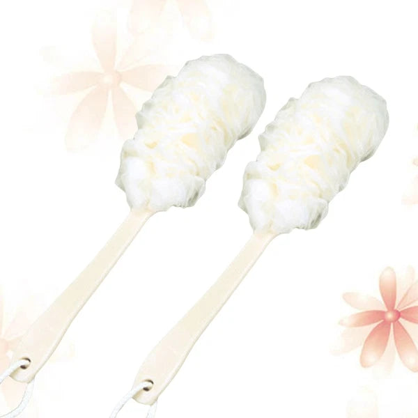 2 Pcs Rub The Back Bath Flowers Scrubber with Long Handle Bathroom