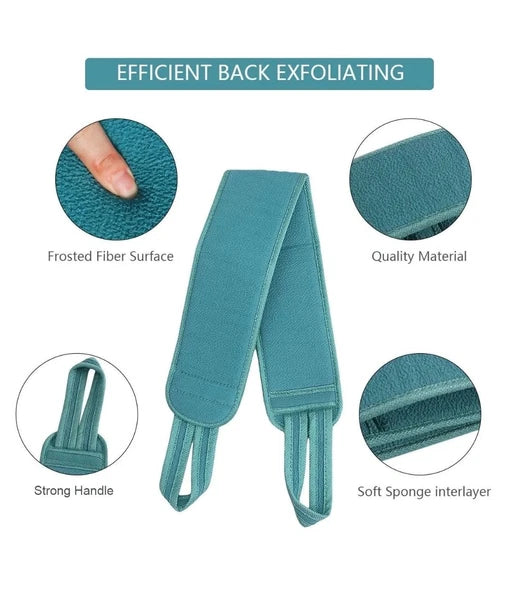 Body Scrubber Shower Set , Back Scrubber, Sponge Pad & Loofah Mesh. BLACK