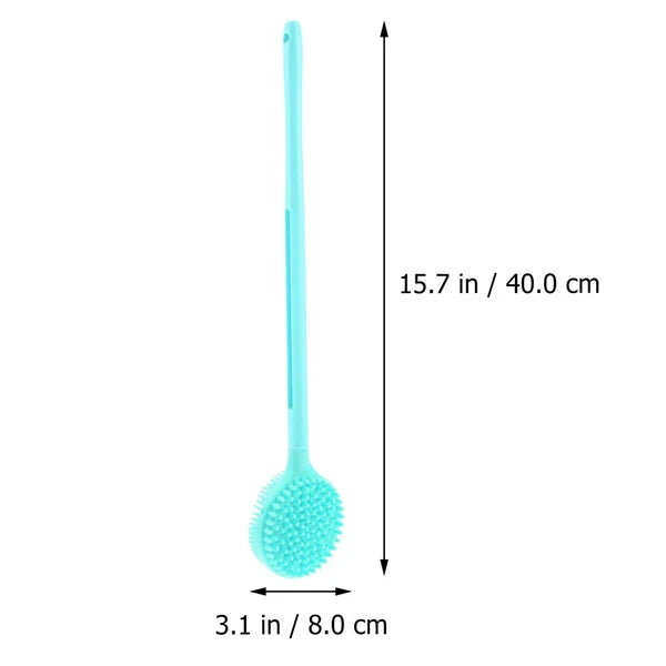 Double-Sided Silicone Body Scrubber Bath Shower Body Brush with Long Handle