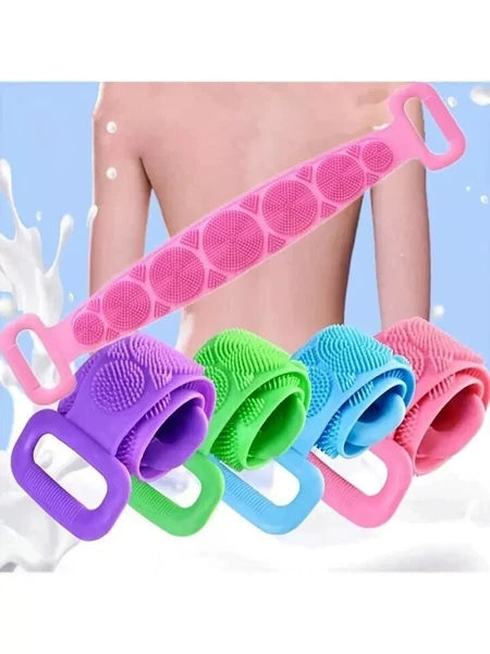 Silicon Long Body Cleaning Double Sided Back Scrubber Bath Shower Belt Brush UK