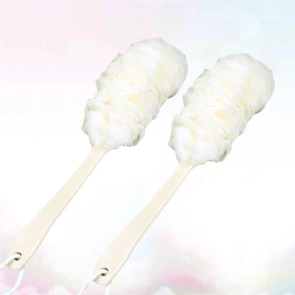 2 Pcs Rub The Back Bath Flowers Scrubber with Long Handle Bathroom