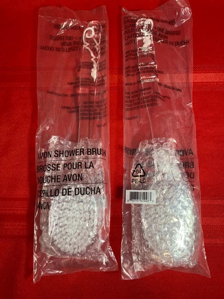 NIB Avon Long Handle Shower Brush w/Massage Nubs on Back of Brush~Lot of 2