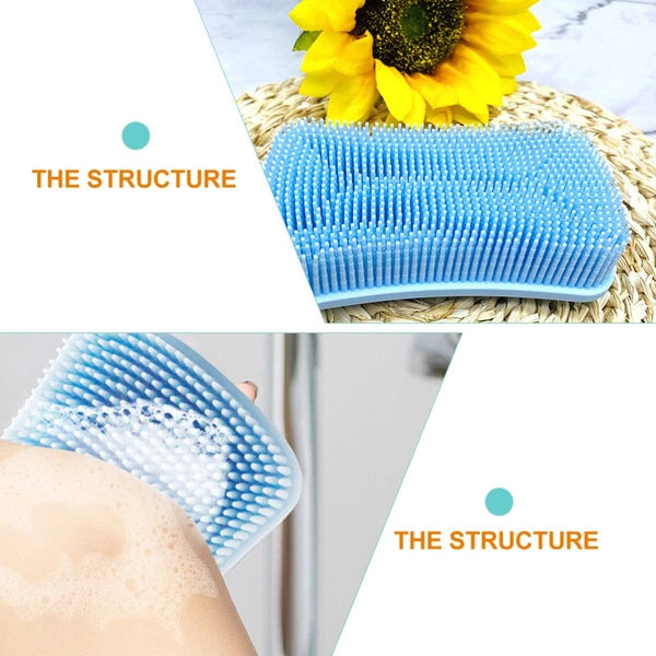 2 Pcs Silicone Shampoo Brush Handheld Bath Exfoliating Shower Brushes