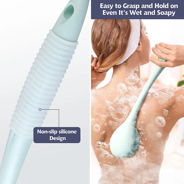 BEDELITE Back Scrubber for Shower - Long Handle Bath Brush (16.4 Inches) with So
