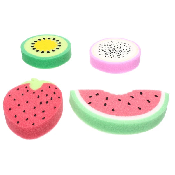 4 Pcs Kids Sponges for Bath Fruit Shaped Shower Colorful Watermelon Man Miss