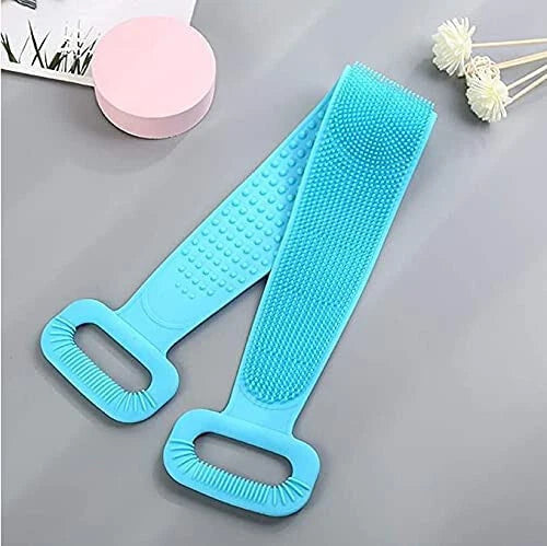 X-Long Bath Scrub Towel Brush Body Shower Silicone Back Exfoliating Belt Wash
